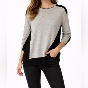 J.Crew Colorblock Knit Sweater Gray & Black Crewneck Medium